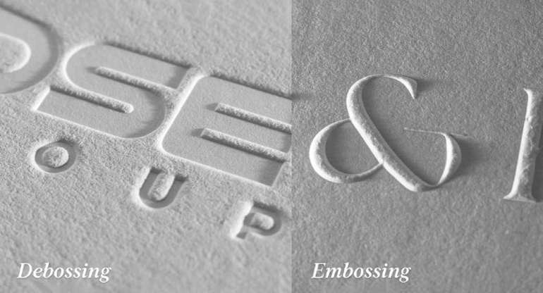 choose one between embossing and debossing