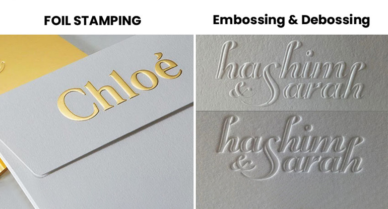 foiling vs embossing debossing