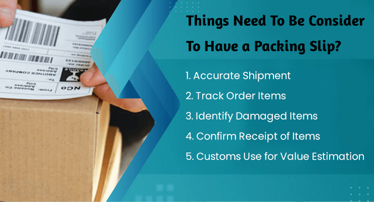 things need to be consider to have a packing slip